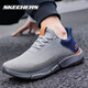 斯凱奇（Skechers）男鞋夏季新款輕便一腳蹬網(wǎng)面時(shí)尚健步鞋舒適透氣休閑鞋軟底運動(dòng)鞋 灰藍/GYBL 【寬鞋楦】 41 【腳長(cháng)約26cm】