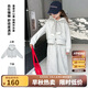 圖圖小象女童套裝假兩件連帽衛衣外套休閑褲 花灰色套裝 上衣+褲子160