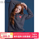 ELLE KIDS學(xué)院風(fēng)愛(ài)心繡標(biāo)針織套裝女童秋裝翻領(lǐng)毛衣 灰色 165/M 