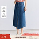茵曼（INMAN）純棉復古開(kāi)叉牛仔裙女2025夏季高腰顯瘦百搭繡花A字半身裙子 牛仔藍 M