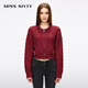 MISS SIXTY2025冬季新款針織外套女羊毛短款復古麻花拉鏈慵懶毛衣 紅色 XS