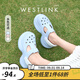 西遇厚底洞洞鞋女2025新款夏季可愛(ài)一腳蹬外穿涼鞋松糕包頭拖鞋 藍色 38-39 (M)