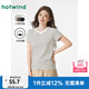 熱風(fēng)短袖t恤女25年春季新款基礎(chǔ)純色圓領(lǐng)短袖正肩打底衫T恤上衣內(nèi)搭女 40黑白條紋 XL