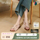 真美詩（Joy&peace）董璇同款夾心軟糖25夏新款羊絨鉆扣勃肯涼鞋女YVT26BL5【預(yù)售】 粉色 38