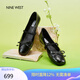 NINE WEST/玖熙小方頭舒適牛皮芭蕾鞋平底單鞋女 NF434011CK 黑色36
