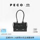 PECO登機保齡球包中號高級長(cháng)柄手提油蠟通勤腋下波士頓女包生日禮物 經(jīng)典黑熔巖油蠟 現貨