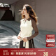 森馬（Semir）POLO衫女短款拼色插肩袖修身上衣小個(gè)子秋顯瘦套頭衫101524115003