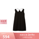 SNIDEL秋冬甜美翻領無袖可拆卸領短款連衣裙SWFO244106 黑色 M （1）
