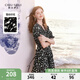 秋水伊人氣質(zhì)V領(lǐng)碎花連衣裙夏季新款女系帶收腰中長(zhǎng)雪紡裙 花料 L