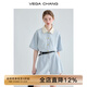 VEGA CHANG工裝連體短褲女夏2025新款小個子顯瘦高級感連身衣褲 藍色 M