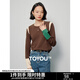 初語(yǔ)小眾設計感撞色拼接長(cháng)袖t恤女2024年秋季新款圓領(lǐng)打底上衣 咖啡色 L