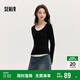 森馬毛衣女拼色假兩件毛衫修身春秋圓領(lǐng)套頭衫顯瘦109524107002