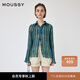 moussy【新復(fù)古回潮】 復(fù)古森系風(fēng)條紋褶裥雪紡襯衫女010ISS30-8781 035花紋綠色 均碼