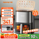 九陽(yáng)（Joyoung）空氣炸鍋炎烤不用翻面雙熱源焱烤上下加熱 家用6.5L大容量 3D立體補(bǔ)水倉(cāng)KL65-V576