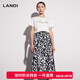 藍(lán)地（LANDI）字母手工釘珠純棉白T恤女年夏季新款短袖套頭上衣 白色 M