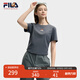 FILA 韓素希同款|斐樂官方女裝針織短袖2025夏新款修身小狐貍刺繡T恤 默魅灰-DY M 165/84A/M