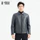 利郎青年商務(wù)男裝【內里充絨】真皮皮衣男綿羊皮保暖白鵝絨羽絨外套 藍灰（1S） XL (175)