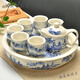 帕美頓茶具套裝防燙雙層杯功夫茶具整套簡(jiǎn)約青花瓷茶壺茶杯陶瓷帶茶盤(pán) 雙層茶盤(pán)-山水 8頭