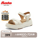 Bata時裝涼鞋女2025夏季商場新款百搭羊皮厚底一字帶涼鞋UDX29BL5七夕 米白 37