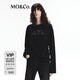 MO&Co.秋個性燙銀標(biāo)語捏褶收腰長袖T恤MBD3TEET04摩安珂 黑色 M 165