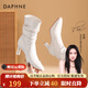 達(dá)芙妮（DAPHNE）法式氣質(zhì)白色高跟短靴女2024新款春秋尖頭靴子瘦瘦靴堆堆靴女 米白色 35 標(biāo)準(zhǔn)尺碼