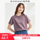 佐丹奴短袖t恤女純棉小花朵印花圓領(lǐng)減齡休閑上衣女13324317