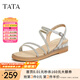 他她（TATA）絕美坡跟涼鞋女外穿一字帶時(shí)裝涼鞋夏季新款7UA03BL4 銀色 38