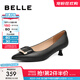 百麗（Belle）方扣高跟鞋女商場(chǎng)同款羊皮細跟單鞋Z2N2DCQ3 黑色 35 (225mm)
