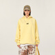 FORNINES刺繡logo重磅連帽衛衣男女情侶潮牌寬松連帽衫春秋季美式休閑上衣 奶黃色 L