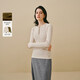 茵曼磨毛坑條圓領(lǐng)T恤2025冬女裝新款長(cháng)袖打底套頭上衣 杏色 M