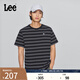 Lee商場同款25新品舒適版圓領(lǐng)條紋Logo徽標男短袖T恤LMT010158207 黑色 2XL