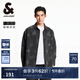 杰克·瓊斯（JACK&JONES）25年男裝牛仔襯衫春季潮流寬松男士襯衫式薄外套微彈滿印高端襯衣 A17中灰牛仔 常規(guī) M