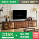 南蘭2025新款法式復(fù)古實(shí)木電視柜中古風(fēng)客廳家用儲(chǔ)物柜搭配茶幾組合柜 【玲瓏矮柜2.9m】棋盤格巧克力柜
