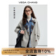 VEGA CHANG【綿羊毛+羊駝毛】雙面呢女2025新款高級(jí)感雙面穿外套 北歐藍(lán)格紋 S