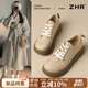 ZHR勃肯鞋女春秋摩登氣質(zhì)復(fù)古皮鞋女厚底百搭樂福休閑鞋JF131杏色37