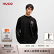 HUGO雨果【禮物】男士抽象藝術(shù)圖案裝飾棉制長(zhǎng)袖 T 恤 001-黑色 M