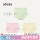 ubras【棉】抗菌抑菌襠內褲女士高彈腰舒適親膚透氣三角褲（3條裝） 3條高腰-綠+粉+奶油布丁 M