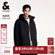 杰克·瓊斯（JACK&JONES）男裝FFUM系列春秋潮流略寬松抽繩連帽立領(lǐng)棉服外套男款224409033 黑色E41 S 170