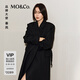 MO&Co.【秦嵐同款】大衣綿羊毛毛呢外套墊肩長款附腰帶MBD4OVC002 黑色 S /160