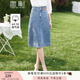香影復(fù)古藍色牛仔半身裙女2025夏季新款梨形身材顯瘦高腰a字裙子 牛仔藍 L