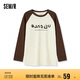 森馬長(zhǎng)袖T恤女中長(zhǎng)款大印花撞色插肩袖寬松內(nèi)搭上衣101124101012