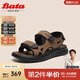 Bata涼鞋男2025夏季商場(chǎng)新款簡(jiǎn)約牛皮外穿舒適百搭沙灘鞋35150BL5 棕色 38