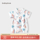 babylove嬰兒短袖連體衣夏季薄竹棉紗布哈衣新生兒和尚服寶寶夏裝 西瓜戀夏天 80cm