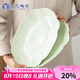 蘇氏陶瓷（SUSHI CERAMICS）浮雕青瓷描金小草魚盤菜盤12英寸2個裝