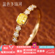 藍(lán)色多瑙河 INS風(fēng)格系列黃18K金群鑲40分枕形黃鉆石復(fù)古戒指排戒 浪漫愛情 25分枕形黃鉆+15分圓鉆
