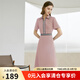 顏域（YANYEE）短袖通勤拉鏈襯衫裙子連衣裙女2024年夏季新款收腰顯瘦中長裙 粉色 L/40
