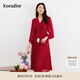 珂萊蒂爾女裝新年紅通勤百搭氣質(zhì)優(yōu)雅百褶中長(zhǎng)款法式連衣裙 艷紅 L