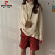 皮爾卡丹（pierre cardin）2025新款高領(lǐng)寬松中長(cháng)毛衣女秋冬遮肉打底針織衫內搭上衣 杏色 均碼