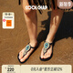 COOLCHAP【迪麗熱巴同款】25新款涼鞋女夏季軟底外穿海邊沙灘平底夾腳涼拖 星月入夜（新版） 正碼正拍 38