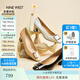 NINE WEST/玖熙高跟鞋粗跟新款真皮通勤方頭金屬扣女士單鞋七夕禮物 米白 37